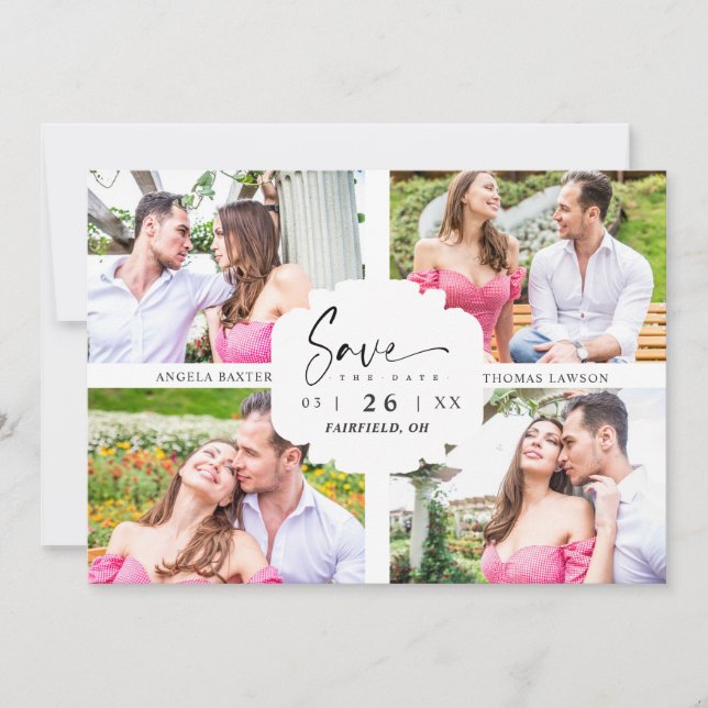 4 Custom Photos Minimalist Modern Collage Wedding (Anverso)