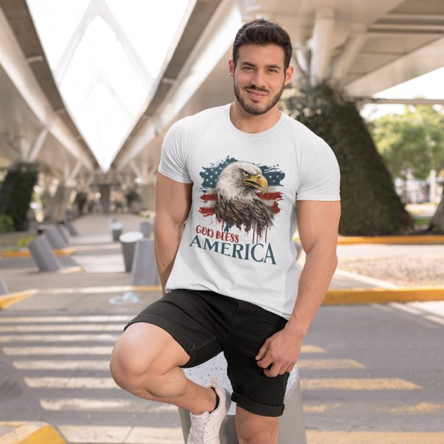 4 de julio Águila Dios bendiga la camiseta de los  (God Bless America)