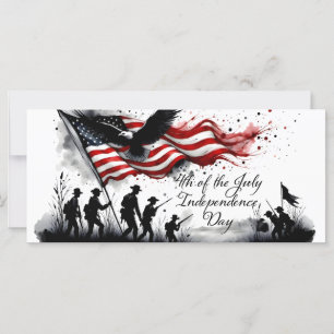 4 de julio Arte Patriótico con bandera y soldados