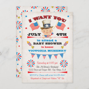 4 de julio Baby Shower invitaciones