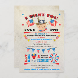 4 de julio Barbecue bbq Baby Shower invitaciones