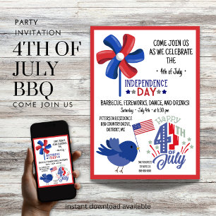 4 de julio BBQ Come Únase a la invitación del Part