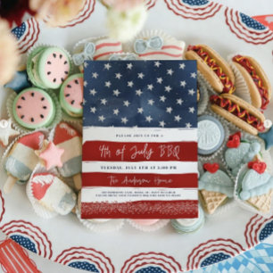 4 de julio BBQ Invitación Editable Red White Blu