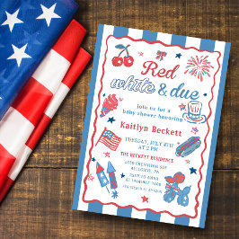 4 de julio Blanco Rojo y Debido Invitación a Baby