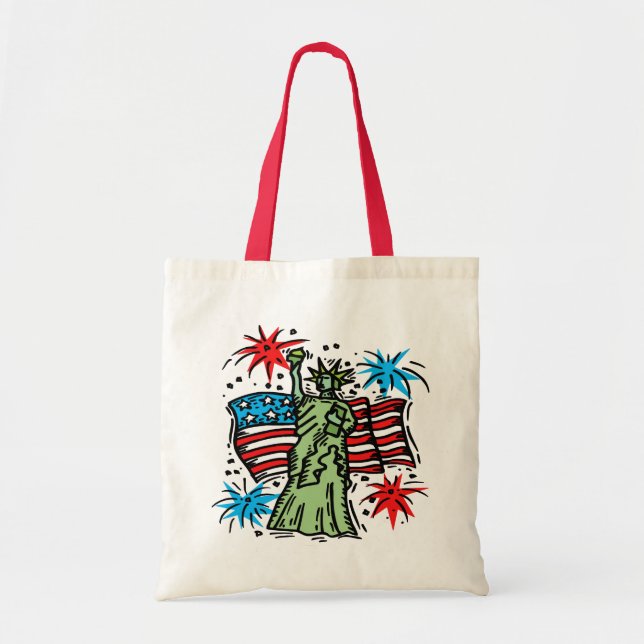 4 de julio Bolsa de lienzo: Señora Libertad (Frente)