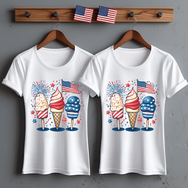 4 de julio Camisa con helado y bandera (Subido por el creador)