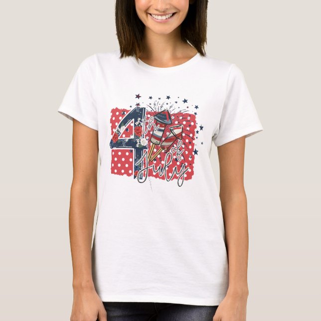 4 de julio Camiseta blanca de mujeres (Anverso)