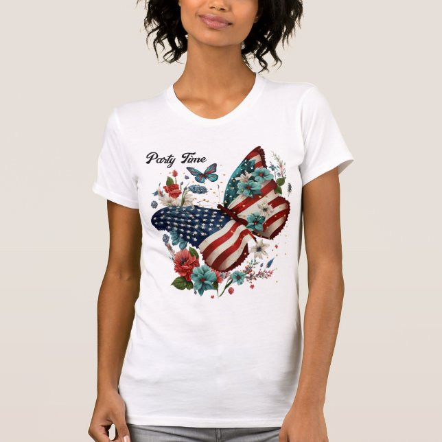4 de julio camiseta con mariposa (Anverso)