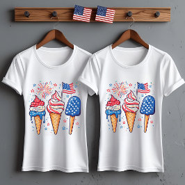 4 de julio Camiseta femenina del Ice Cream