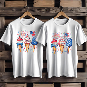 4 de julio Camiseta masculina del helado