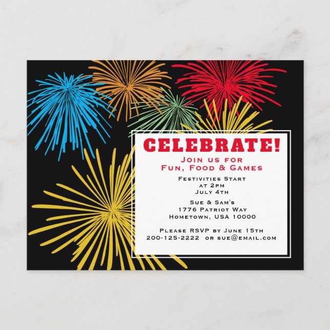 4 De Julio Cartel De Invitación A La Celebración (Anverso)