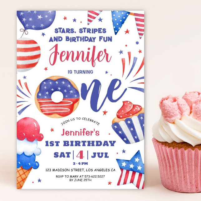 4 de julio Chica Patriótico Invitación a cumpleaño (Subido por el creador)