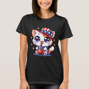 4 De Julio Chicas De Camisetas De Gato Niños Kawai