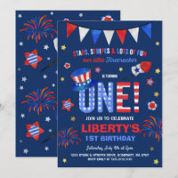 4 de julio cuarto de la invitación del cumpleaños