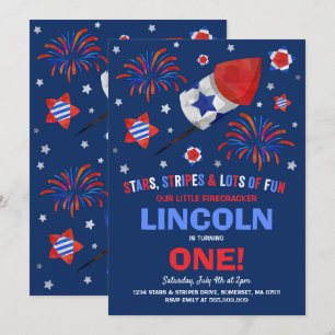 4 de julio cuarto de la invitación del cumpleaños