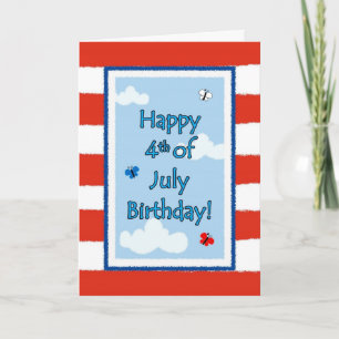 4 de julio, cumpleaños, tarjeta de saludo con band