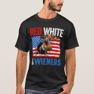 4 De Julio Dachshund Camisa De Perro Blanco Rojo Y