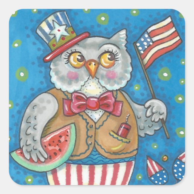 4 DE JULIO DE HOOT OWL, PEGATINAS DE AVES ESCUCHA (Anverso)