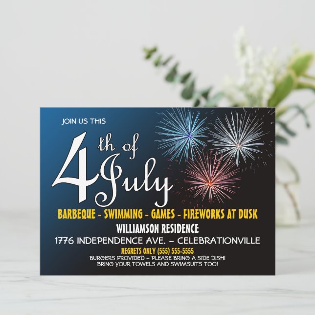 4 de julio de invitación de partido (Anverso de pie)
