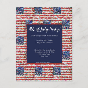 4 de julio de la tarjeta postal de invitación del