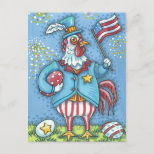 4 DE JULIO DE ROOSTER, TARJETA DE CHICKEN DE VACAC