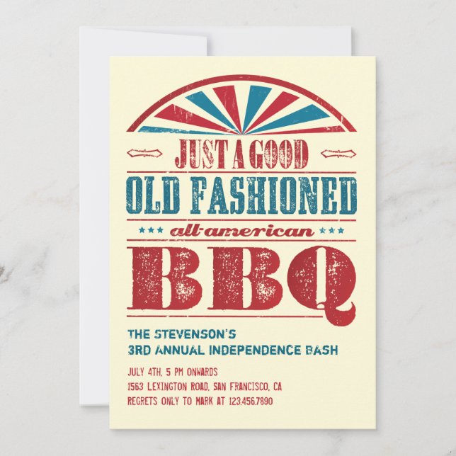 4 de julio Día de la Independencia Invitación a la (Anverso)