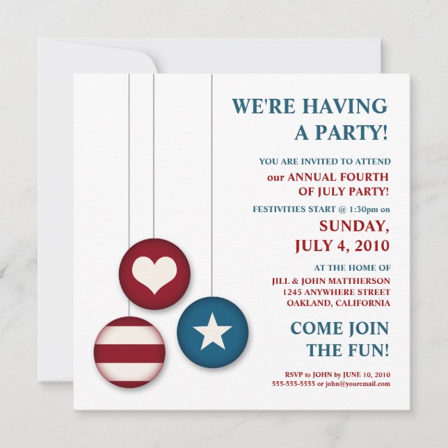4 de julio Día de la Independencia| Invitaciones d (Anverso)