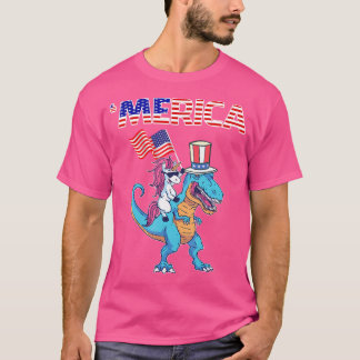 4 De Julio Dinosaurio Unicornio Camisa Merica Azul