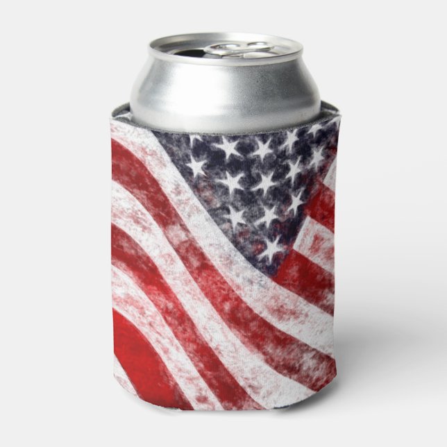 4 de julio, enfriador de bebidas con bandera estad (Lata Anverso)