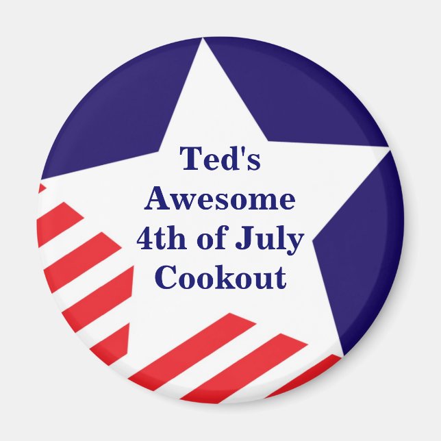 4 de julio estrella stripe imán azul rojo blanco (Frente)