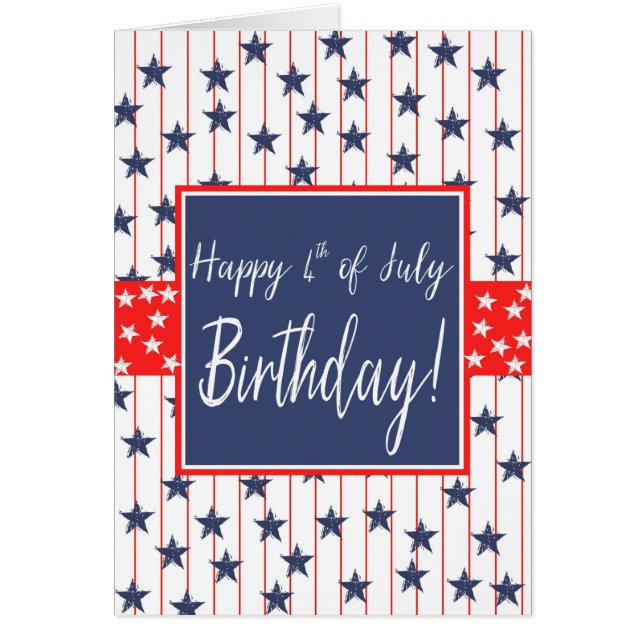 4 de julio Estrellas y rayas de cumpleaños (Frente)