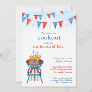 4 de julio Fiesta BBQ Invitación