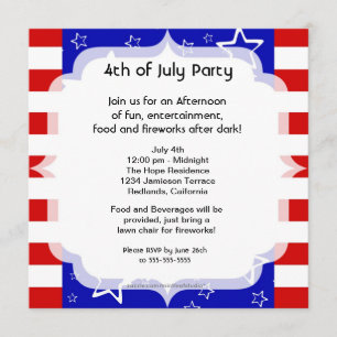 4 de julio Fiesta / Invitación Bbq Azul rojo blanc