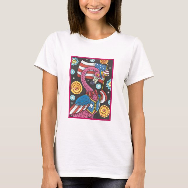 4 DE JULIO FLAMINGO AMERICANO EN CAMISETA (Anverso)