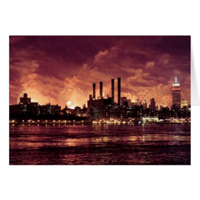 4 de julio fuegos artificiales detrás de Manhattan (Anverso (Horizontal))