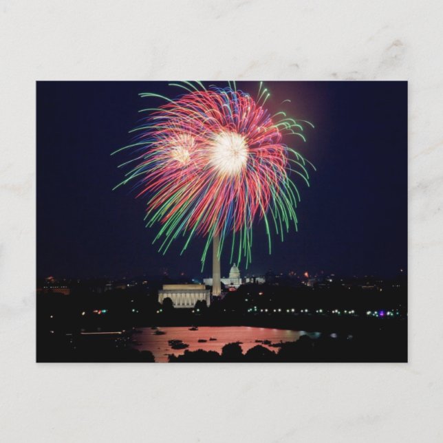4 de julio Fuegos artificiales, postal de Washingt (Anverso)