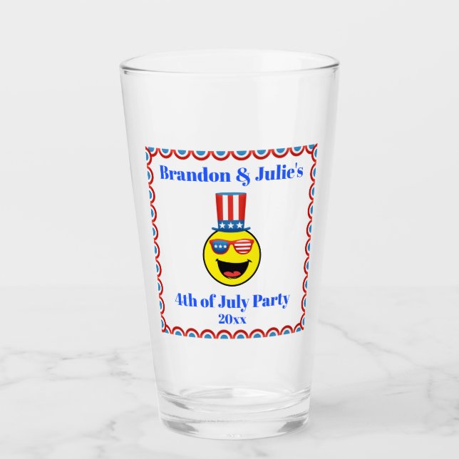 4 de julio Guay Emoji patriótica pinta de cerveza (Anverso)