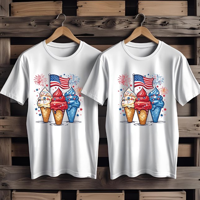 4 de julio Ice Cream USA Bandera camiseta masculin (Subido por el creador)