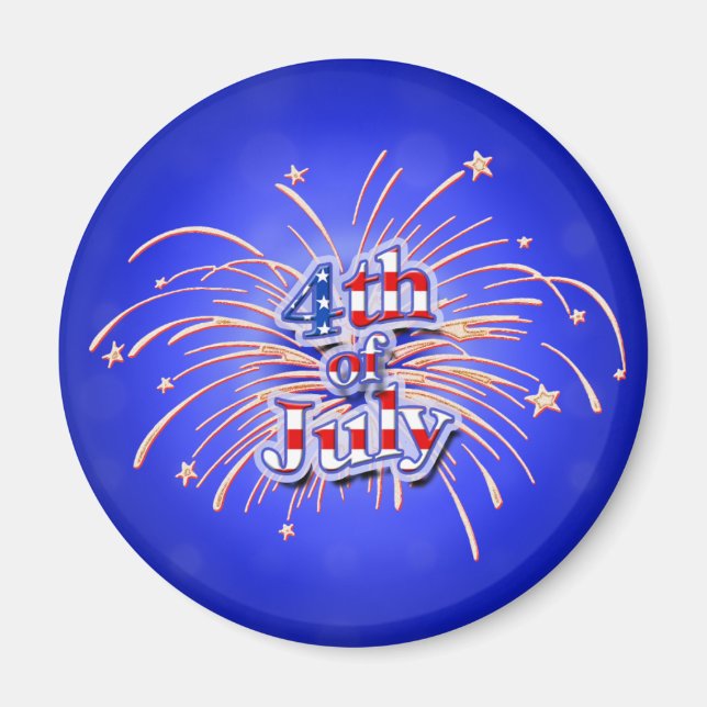 4 de julio: imán de las estrellas de fuegos artifi (Frente)