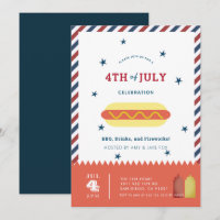 4 de julio Invitación a barbacoa de perros calient