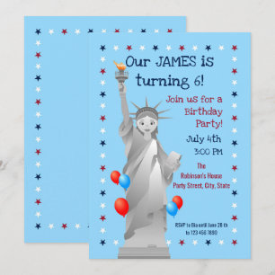 4 de julio Invitación a fiesta de cumpleaños