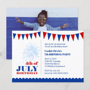 4 de julio Invitación a fiesta de cumpleaños infan