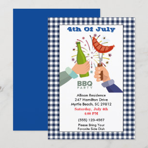 4 de julio Invitación a Fiesta de picnic BBBQ Beer