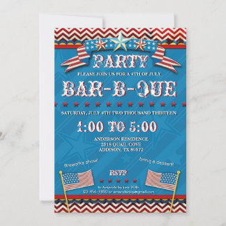 4 de julio Invitación a fiesta festiva de barbacoa