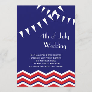 4 de julio Invitación a la boda - Chevrons y bande