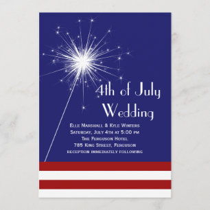 4 de julio Invitación a la boda con franjas