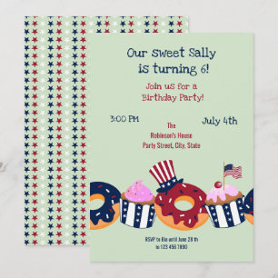 4 de julio Invitación a la fiesta de Chica de cump