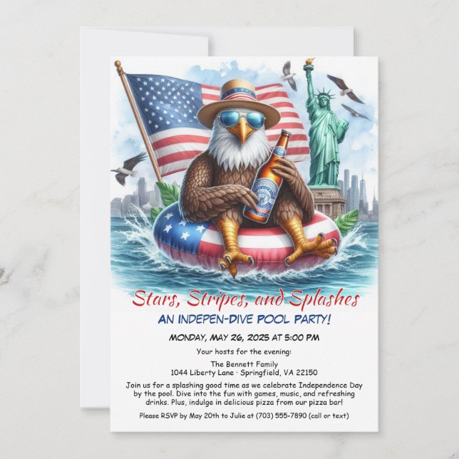 4 de julio Invitación a la Fiesta de la Piscina (Anverso)
