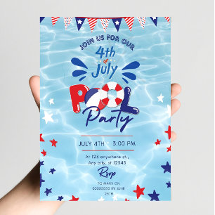 4 de julio Invitación a la fiesta de la piscina Sw