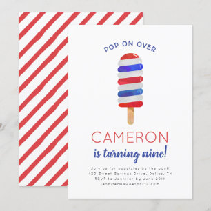 4 de julio Invitación a Popsicle Birthday